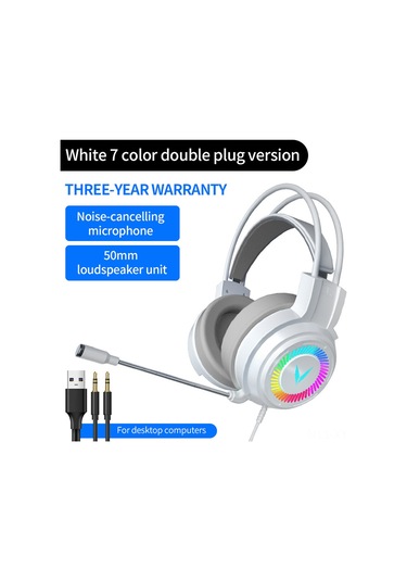 Shineyee Beyaz G58 Oyun Kulaklığı - 7.1 Surround Ses, Mikrofonlu, 50mm Sürücü, Usb+3.5mm Bağlantı, Pc/ps4/smartphone Uyumlu
