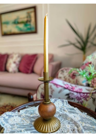 Tekli Pino Mumluk Ahşap Top Detaylı Eskitme