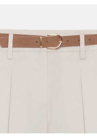 Dilvin 72661 Düz Paçalı Kemerli Pantolon-taş