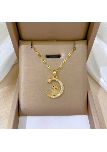 Dancemonkey Çok Yönlü Titanyum Çelik Lüks Kolye - Renkli Model Tgxl72 Altın