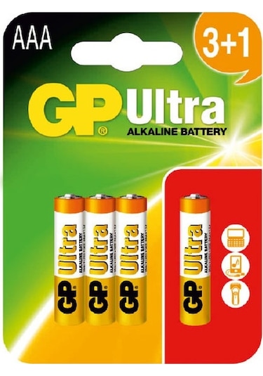 GP Ultra 24AU3 Alkalin AAA İnce Kalem Pil 4'lü