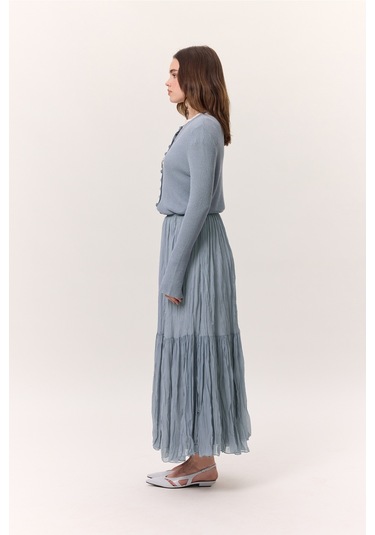 Crush Piliseli Uzun Etek Mavi Mavi