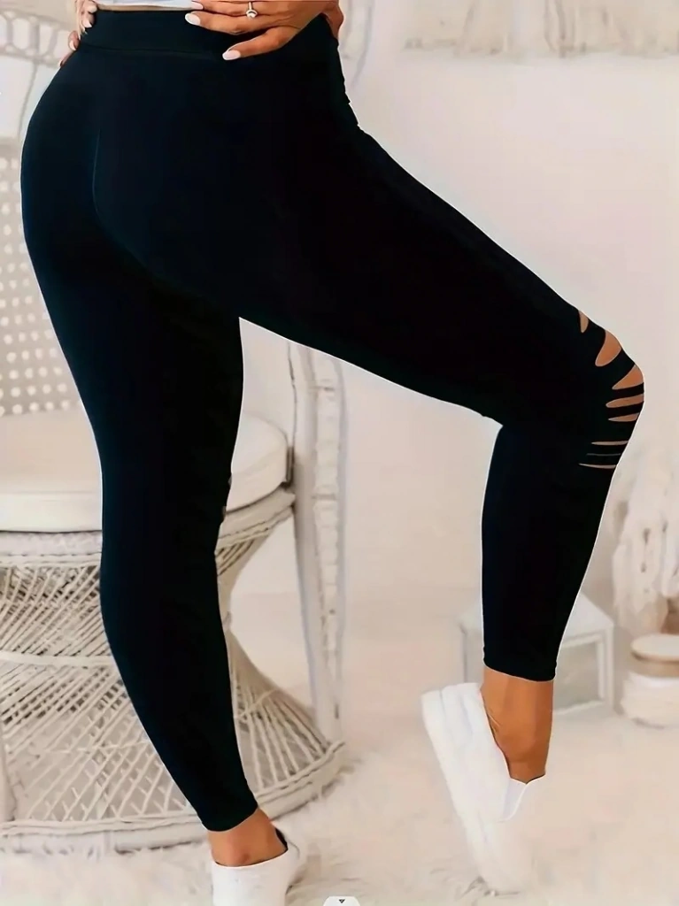 Tua Moda Kadın Dizleri Kesik Dalgıç Tayt SiYAH