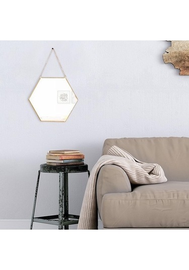 Pazly Suntek İskandinav Ferforje Duvar Duvar Boyama Banyo Ayna Altın 001 Ec Ahşap