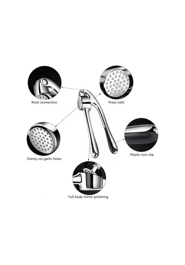 Sarımsak Presi, Ekstra Güçlü Ve Dayanıklı Sarımsak Doğrayıcı, Zencefil Ezici, Sarımsak Kesici, Soyucu Ve Temizleme Fırçası İle Sarımsak Presi, Mutfak Gereçleri Ea Siyah