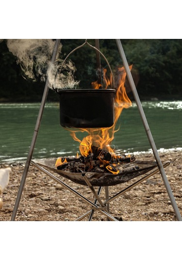 Vkemall Taşınabilir Kamp Izgarası Paslanmaz Çelik Dış Mekan İtfaiye İstasyonu Ultra Hafif Katlanır Izgara Büyük Boy Izgara Filesi İle Gümüş