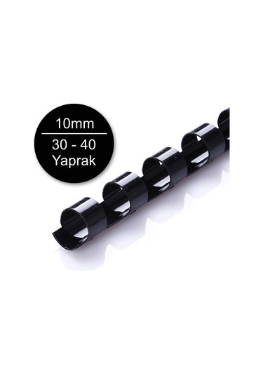 Sarff 10Mm Siyah Plastik Spiral 30-40 Yaprak Kapasiteli 100 Lü K