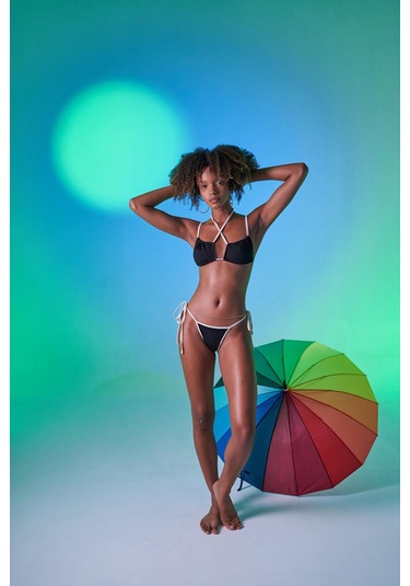 Holly Lolly Kontrast Biyeli Emma Bikini Üstü Siyah