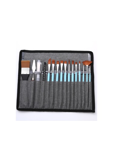 Jzcat Sanatçı Boya Fırçaları Set Kazıyıcı İle Çanta 18 Adet-mavi