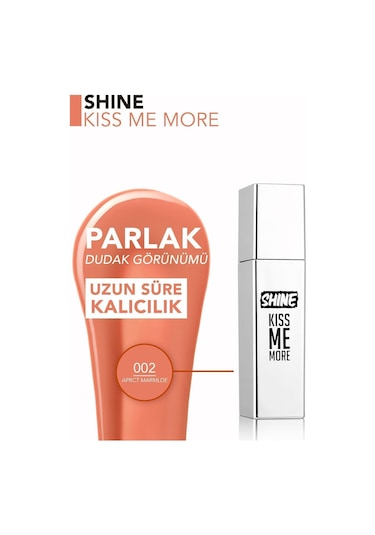 Flormar Shine Kiss Me More Uzun Süre Kalıcı & Parlak Bitişli Likit Ruj 002 Apricot Marmalade