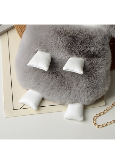 Sevimli Peluş Bebek Sırt Çantası-gri Gri