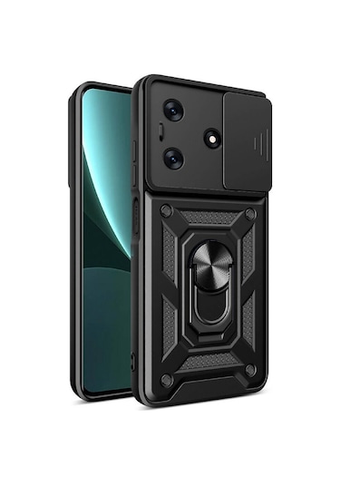 Tecno Spark 10c Kılıf Manyetik Standlı Kamera Korumalı Yüzüklü Zırh Tank Kılıf Koruyucu Kapak