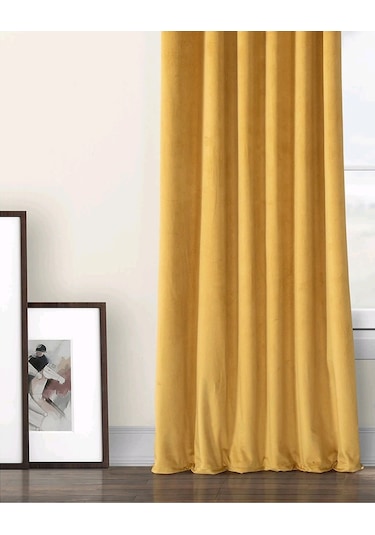 Evdepo Home Deniz Soft Pileli Fon Perde Hardal Sarı
