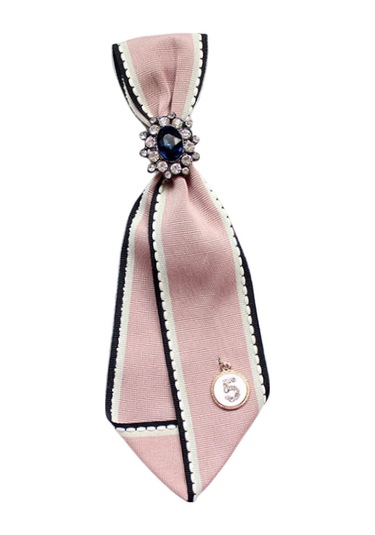 Magideal Suntek Kadın Boyun Kravatı İpeksi Retro Tarzı Beyaz-pembe Beyaz - Pembe