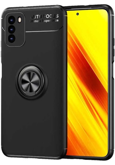 Xiaomi Poco M3 Kılıf Yüzüklü Magnetli Ravel Case