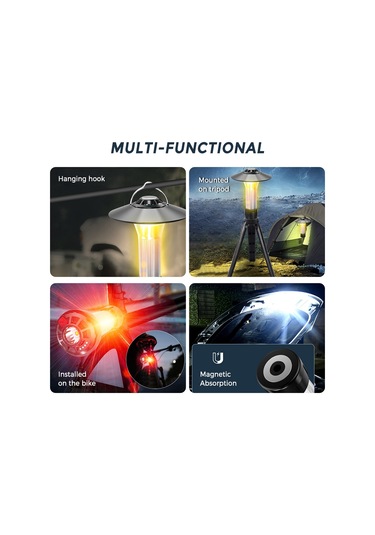 Geeksen Usb Şarj Edilebilir El Feneri Su Geçirmez Kamp Çadırı Işığı Üçayaklı Manyetik Çalışma Işığ El Feneri Çok Renkli