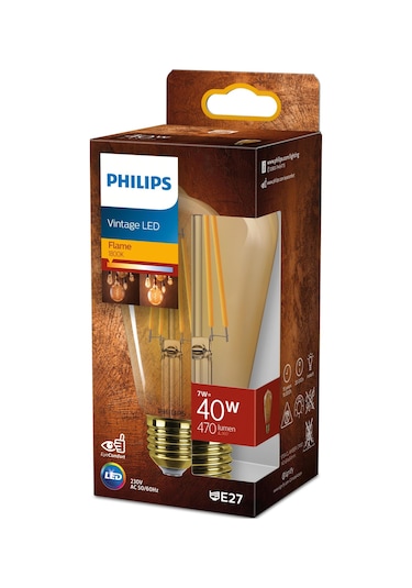 Philips LED Classic Amber Filament Ampul 7W 470 Lum 1800K Koyu Sarı Işık ST64 E27 (40W)