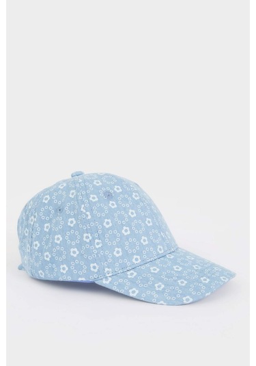 DeFacto Kız Bebek Baskılı Pamuklu Cap Şapka D8387A525SMBE2 Mavi