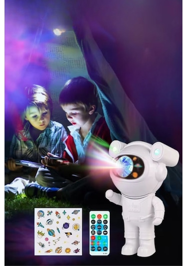 River World Astronot Gece Lambası Kumandalı Ve Stickerli Çok Renkli