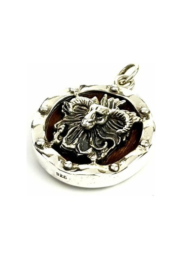 Koç Başı Ahşap Işlemeli Tasarım Gümüş Kolye Ucu 452206948