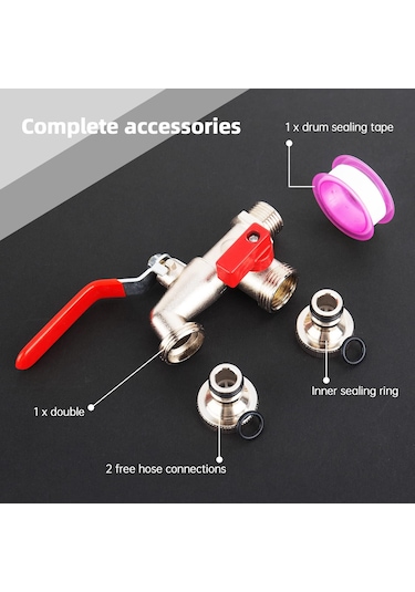 Çift Çıkış Musluğu, 1/2 İnç Ve 3/4 İnç Küresel Vana, Pirinçten Ekru