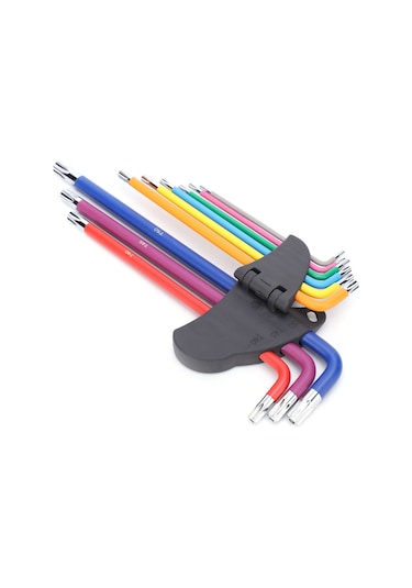 Jeemson 9 Parça Renkli Uzun Kollu Tork Anahtarı Seti - 45 Çelik Malzemeyle Ev Ve Bisiklet Tamiri İçin Çok Amaçlı Araçlar T10-t50