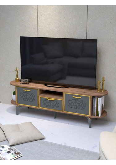 Tv Sehpası Mira 5030 Atlantik Gold 160 Cm 35 Cm 50 Cm Kahverengi