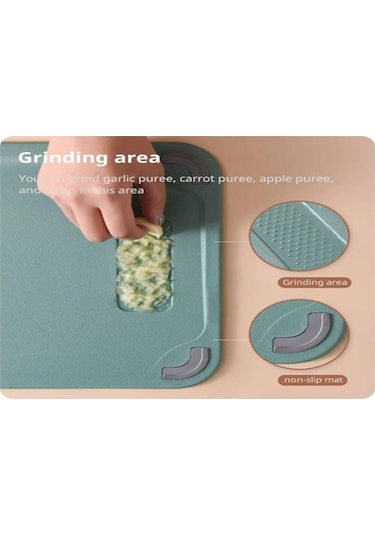 Moveevo 304 Çelik Yeşil Çift Taraflı Kesme Tahtası, 40x25cm Büyük Boy, Hamur Ve Sebze İçin Çok Amaçlı Kullanim Yeşil