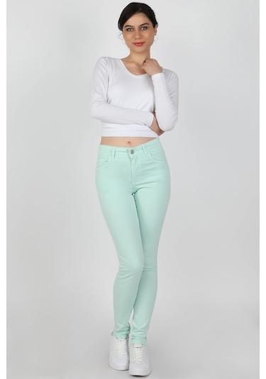 Kadın Gabardin Pantolon Mint Çok Renkli