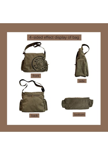 Moveevo Sevimli Baskılı Kanvas Çanta - Büyük Boy, Fermuarlı Ve Yan Cepleriyle Pratik Çok Renkli