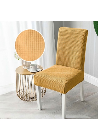 Faiend Yıkanabilir Likralı Esnek Lastikli Sandalye Kılıf Örtü Turuncu