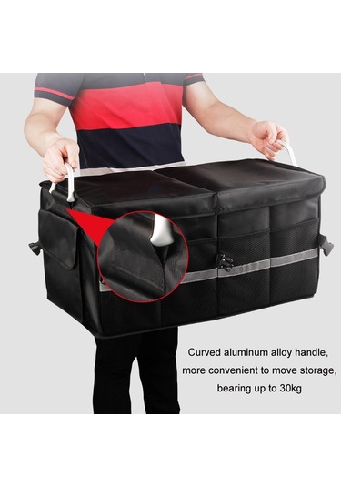 Araba Bagaj Saklama Kutusu Yansıtıcı Şeritler İle Oxford Kumaş Katlama Organizatörü, Renk: Küçük Gri