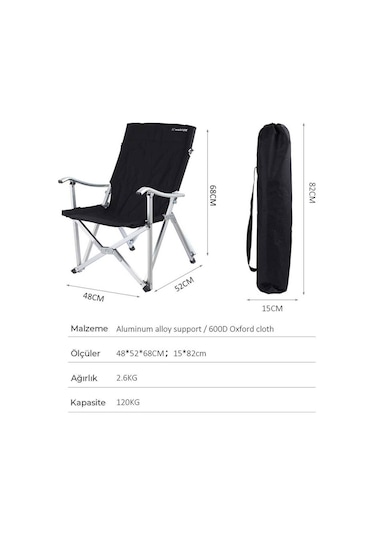 Madfox Dachuan Katlanır Kamp Sandalyesi Siyah