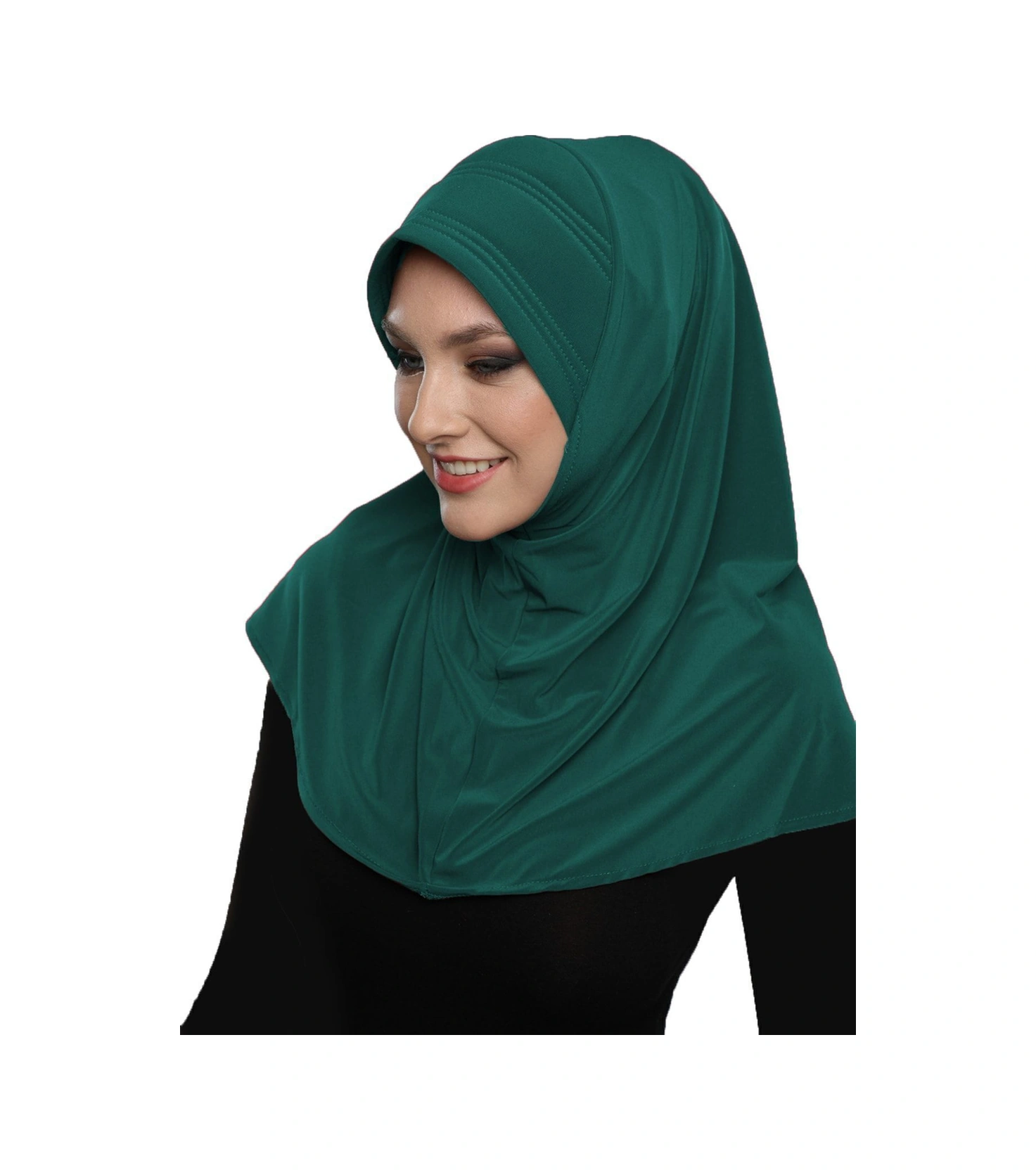 Takmatik Sade Yeşil Hazır Türban Tesettür Havuz Bonesi Namaz Örtüsü Hürrem