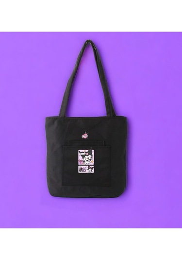 Kuromi Baskılı Çanta Ayakkabı Omuz Çanta Kombin Yapabilirsiniz Siyah