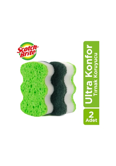 Scotch Brite Ultra Konfor Tırnak Koruyuculu Bulaşık Süngeri 2 Adet Yeşil