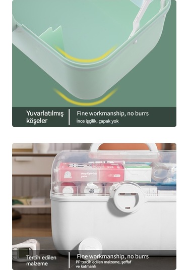 Relaxed Taşınabilir İlaç Kutusu Ev Büyük Kapasiteli Saklama Kutusu Çok Katmanlı Ev Versiyonu Tıbbi İlk Yardım Kutusu Taşınabilir İlaç Kutusu-pembe Pembe