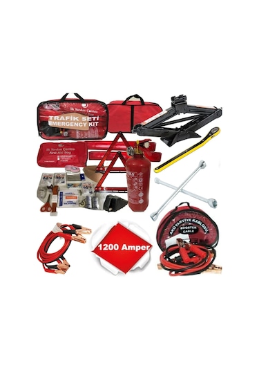 Trafik Seti Akü Takviye Kablosu Kriko Bijon Anahtarı Set Trafik Seti + Akü Takviye + Bijon Anahta