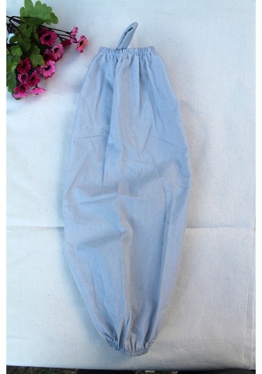 Toz Gri Çift Lastikli Keten Poşetlik - Mutfak Düzenleyici