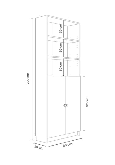 Bili Kitaplık 5 Raflı 2 Kapaklı Çok Amaçlı Ofis Salon Kitap Dosya Rafı Beyaz Beyaz