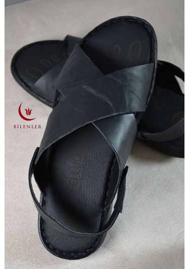 Erkek Çapraz Model Yumuşak Taban Sandalet&terlik Hac, Umre Ve Günlük Kullanıma Uygun Siyah