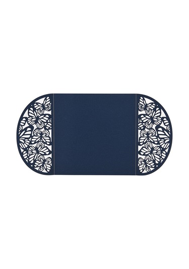 Kosona 10'lu Mavi Perl Kağıt Davetiye Seti - Evlilik, Doğum Günü, Toplantı İçin - Gövde + İç Kart - Güzellikli Çiçek Desenli