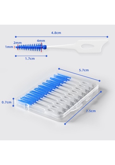 40 Adet / Kutu Silikon Diş Arası Fırçalama Ağız Temizleme Boşluğu Fırçası Mavi