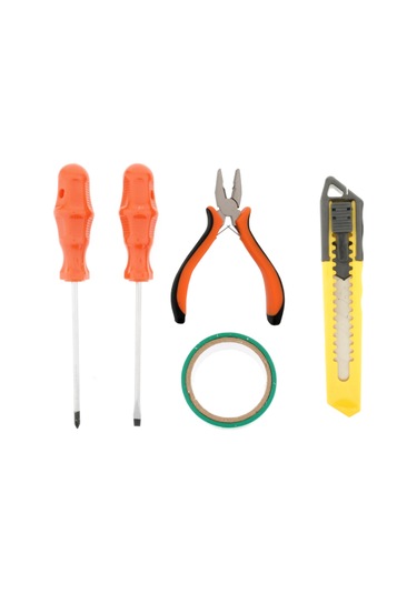 Tek-iş Yıldız Tornavida , Düz Tornavida , Mini Pense , Maket Bıçağı , Izole Bant Alet Seti 1001 5 Parça