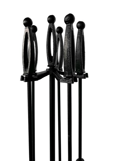 Schömne Şömine Maşa Takımı Yuvarlak Ayaklı Siyah