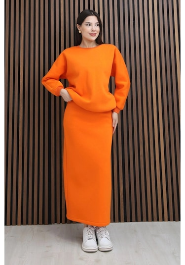 Lodmela Basic Comfort Şardonlu Etekli Takım 6073-oranj Oranj