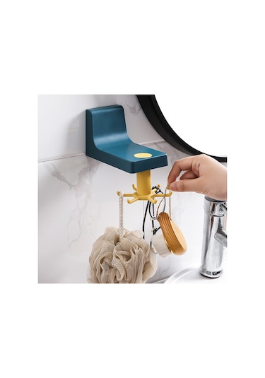 Dofolink Abs Malzeme 360 Döner Tutucu - Delme Yok Kurulum, Çakma/saklama İçin Mutfak/banyo Organizer Mavi