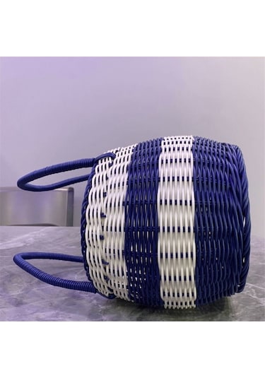 Xiaaokeji Büyük Mavi Ve Beyaz Açık Hava Piknik Sepeti, Alışveriş Sepeti Mavi-beyaz