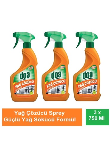 Doa Yağ Çözücü Sprey 750 Ml Vegan X 3 Adet 3’lü Set