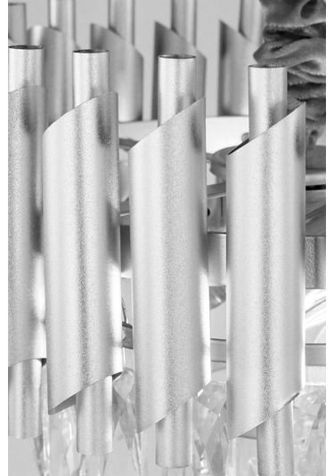 Palmira 75x35 Cm'lik 3 Katlı Prizma Kesim Kristal Taşlı Lüks Avize 6'lı - Gümüş-yaldız Gümüş-Yaldız